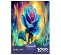 Rainbow Rose Fantasy 1000 Piece Psychedelic Glowing Rose Jigsaw Puzzles for Puzzles 1000 Pieces Jigsaw for Adults Challenging Puzzles for Adults Adults Gifts 52x38cm/1000pcs