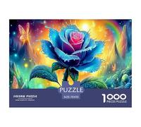 Rainbow Rose Fantasy Colourful Glowing Blue Rose 1000 Pieces Jigsaw for Adults Beautifully Illustrated Challenging Home Activity 70x50cm/1000pcs