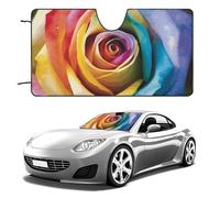 Rainbow Rose Flower Car Windshield Sun Shade Keep Car Interior Cool 51"x28" Folding Front Window Sun Shade, Heat Shield for SUV, Truck, Blocks UV