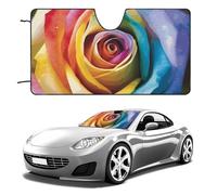 Rainbow Rose Flower Car Windshield Sun Shade Keep Car Interior Cool 55"x30" Folding Front Window Sun Shade, Heat Shield for SUV, Truck, Blocks UV