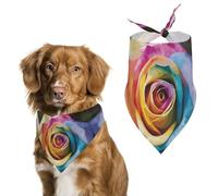 Rainbow Rose Flower Dog Bandana Washable & Adjustable Triangle Scarf, Breathable Pet Scarf for Small Medium Large Pets, Cute Fashion Pet Accessory