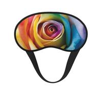 Rainbow Rose Flower Eye Mask for Sleeping Soft Satin Sleep Shade Cover Blindfold with Elastic Strap Travel Nap Blackout Eye Shade Cover for Women Men