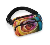 Rainbow Rose Flower Fanny Pack with Multiple Pockets, Personalized Waist Bag with Zipper, Multifunctional Bum Bags for Travel, Belt Bag with Adjustable Strap, Crossbody Bags