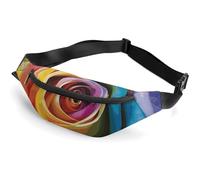 Rainbow Rose Flower Fanny Packs with Zipper, Personalized Waist Bags with Multiple Pockets, Adjustable Sling Bag for Travel, Waterproof Belt Bag, Crossbody Bags for Unisex