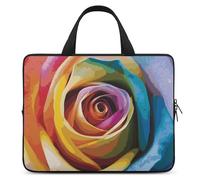 Rainbow Rose Flower Laptop Sleeve Ultra-Thin, Lightweight & Waterproof 12inch Laptop Bags, Durable Neoprene Material, Portable Protective Computer Bag with Hand Strap