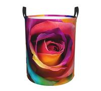 Rainbow Rose Flower Laundry Basket Hamper Kids Storage Basket Toy Organizer Bin For Bedroom, Bathroom, College Dorms, Boys And Girls