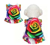 Rainbow Rose Flower Print Pet Breathable Sleeveless Skirt XS