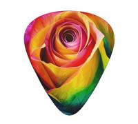 Rainbow Rose Flower Printed Guitar Picks 12-Piece Set - Comfortable, Versatile Plectrum for All Guitar Styles & Players