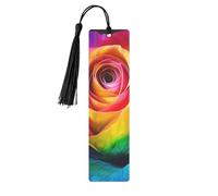 Rainbow Rose Flower Printed Metal Bookmarks M - Black Lightweight Aluminium Book Marker for Books, Journals & Gifts, Ideal Book Lovers, Holiday Decor & Crafts