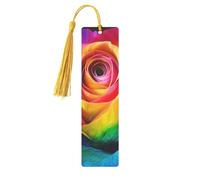 Rainbow Rose Flower Printed Metal Bookmarks M - Gold Lightweight Aluminium Book Marker for Books, Journals & Gifts, Ideal Book Lovers, Holiday Decor & Crafts