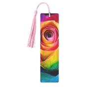 Rainbow Rose Flower Printed Metal Bookmarks M - Pink Lightweight Aluminium Book Marker for Books, Journals & Gifts, Ideal Book Lovers, Holiday Decor & Crafts
