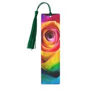 Rainbow Rose Flower Printed Metal Bookmarks S - Dark Green Lightweight Aluminium Book Marker for Books, Journals & Gifts, Ideal Book Lovers, Holiday Decor & Crafts