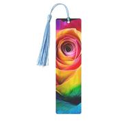 Rainbow Rose Flower Printed Metal Bookmarks S - Sky Blue Lightweight Aluminium Book Marker for Books, Journals & Gifts, Ideal Book Lovers, Holiday Decor & Crafts