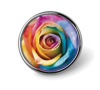 Rainbow Rose Flower Round Badge Cute Enamel Lapel Pin Brooches Button Pin Personalized Clothing Decoration Unisex Badge Holder Hats Bags Shirts Decor