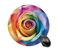Rainbow Rose Flower Round Mouse Pad Smooth Glide Gaming Mousepad Extra Density Portable Comfortable Mouse Mat for Desk, Home, Office 7.8x7.8 Inches