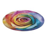 Rainbow Rose Flower Round Rug Soft Absorbent Bath Mat Entryway Anti Slip Rugs Farmhouse Front Back Door Mat 90 * 90cm for Bedroom Living Room Home Decorative