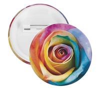 Rainbow Rose Flower Tinplate Badge Personalized Round Brooch Large Craft Button Suitable for Teachers, Nurses, Doctors, Staff, Party Gift Accessories, 20PCS, Plastic, plastics