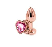 Rainbow Rose Gold Pink Small Medium Size Set Heart Shape Crystal Metal Anal Beads Butt Plug Jewelry Sex Toy for Female Male(Small Size)