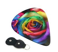 Rainbow Rose Guitar Plectrums, 6 Guitar Plectrums, Printed on both sides for Electric Guitar Bass Ukulele (0.46 mm 0.71 mm 0.96 mm)