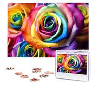 Rainbow Rose Jigsaw Puzzle for Adults Challenging Wooden Puzzles 1000 Pieces Personalized Photo Puzzle Picture Jigsaws Custom Jigsaw Puzzles for Birthday