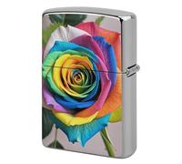 Rainbow Rose Metal Lighter Case Cover, Personalized Graffiti Lighter Sleeve, Waterproof Double-Sided Protector for Women Men Gifts