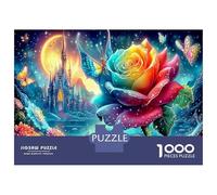 Rainbow Rose Premium 1000 Pieces Thick Cardboard Puzzle Celestial Castle for Older Children 12+ Anxiety Relief Indoor Activity 38x26cm/1000pcs