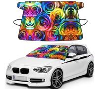 Rainbow Rose Print Automotive Windshield Frost Cover Protector For Winter Use, Ice Snow Protector Covers For Car