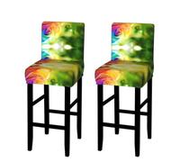 Rainbow Rose Print Bar Stool Covers Stretch Counter Height Chairs Covers