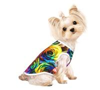 Rainbow Rose print Dog Shirts for Small Dogs Stretchy T-Shirts Lightweight Tank Top Sleeveless Striped Vest