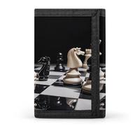 Rainbow Rose Trifold Wallet Front Pocket Coin Purse - Slim Credit Card Holder for Men & Women, Black And White Chess, One Size, Classic