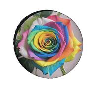Rainbow Rose Universal Spare Tire Cover Oxford Fabric Waterproof Wheel Protector for SUV Truck RV Camper Dust/Snow/Sun Protection, 24 Inch