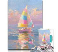 Rainbow Sailboat Adult Jigsaw Puzzles 1000 Pieces,Staycation Kill Time Every Piece Is Unique - Challenging Family Fun Game 50x75cm