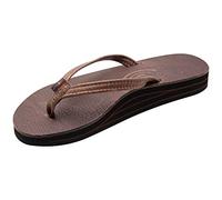Rainbow Sandals Ladies Luxury Leather - Double Layer Arch Support with 1/2" Narrow Straps, Oak, 6.5-7.5