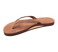 Rainbow Sandals Ladies Luxury Leather - Single Layer Arch Support with 1/2 Inch Narrow Strap, Nogales Wood, Ladies Size X-Large / 8.5-9.5