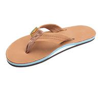 Rainbow Sandals Men's Double Layer Leather w/Arch Support, Tan/Blue, 11-12