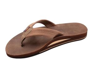 Rainbow Sandals Men's Luxury Leather - Double Layer Arch Support with 1 Inch Strap, Nogales Wood, Men's Size S / 7.5-8.5, Nogale Wood