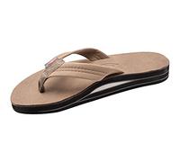 Rainbow Sandals Men's Luxury Leather Double Layer Arch Support with 1 Inch Strap, steingrau, 8.5-9.5