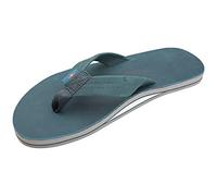 Rainbow Sandals Men's Single Layer Premier Leather, Turquoise/Grey, 11-12