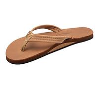 Rainbow Sandals Women's Luxury Leather - Single Layer Arch Support with a 3/4" Medium Strap, Buckskin, 6.5-7.5