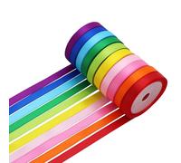 Rainbow Satin Ribbon Double Faced Polyester Ribbon 10 Colors, 10mm X 4.5M Each, Fabric Ribbon Use for Gift Wrapping, Wedding Party Decoration, Hair Bows, DIY Crafts, Total 45 Metres
