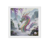 Rainbow-scaled-eastern-dragon Diamond Painting Kit, DIY Round Diamond Painting Home Decor, Rainbow-scaled-eastern-dragon Canvas Art Creative DIY Painting Kit for Stress Relief Art Project 12"x12"