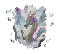 Rainbow-Scaled-Eastern-Dragon Personalized Jigsaw Puzzles, 141 Pcs Wooden Jigsaw Puzzle Tiger Head Shape Puzzle Gift