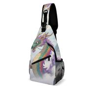 Rainbow-scaled-eastern-dragon Sling Bag Small Crossbody Bags with Adjustable Strap Durable Chest Bag for Hiking Travel
