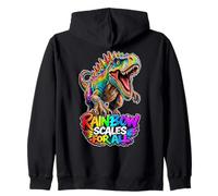 Rainbow Scales For All Roaring Dinosaur Statement Zip Hoodie