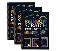 Rainbow Scratch Art for Kids, Rainbow Scratch Paper Books for Age 3-10, Painting Pattern Kids Arts and Crafts for Kids, Birthday Christmas Party Present (3pcs)