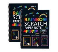 Rainbow Scratch Art for Kids, Rainbow Scratch Paper Books for Age 3-10, Painting Pattern Kids Arts and Crafts for Kids, Birthday Christmas Party Present (2pcs)