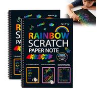 Rainbow Scratch Art for Kids, Rainbow Scratch Paper Crafts Note for Age 3-10, Arts and Crafts for Kids, Art Set for 6-12, Christmas Birthday Presents for Boys Girls Age 5-10 (2PCS)