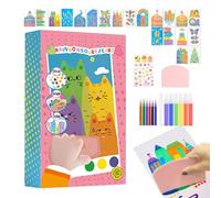 Rãinbow Scratčh Art - Scrątch Ãrt Kids Paint Kit, Rainbow Dot Painting Set | DIY Creative Squeegee Educational Craft Kit | 20 Double-Sided Drawings, 7 Paints, 6 Watercolor Pens, 1 Scraper, 1 Sticker,