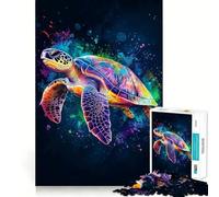 Rainbow Sea Turtle 1000-piece Puzzle for Teenagers Mind Exercise Toy Mind Calm Design Assembly Cherished Gift (38x26cm)