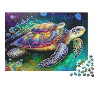 Rainbow Sea Turtle Art 1000 Pc Thick Cardboard Jigsaw Puzzle Bundle Family Lovers Stress Relief 52x38cm/1000pcs